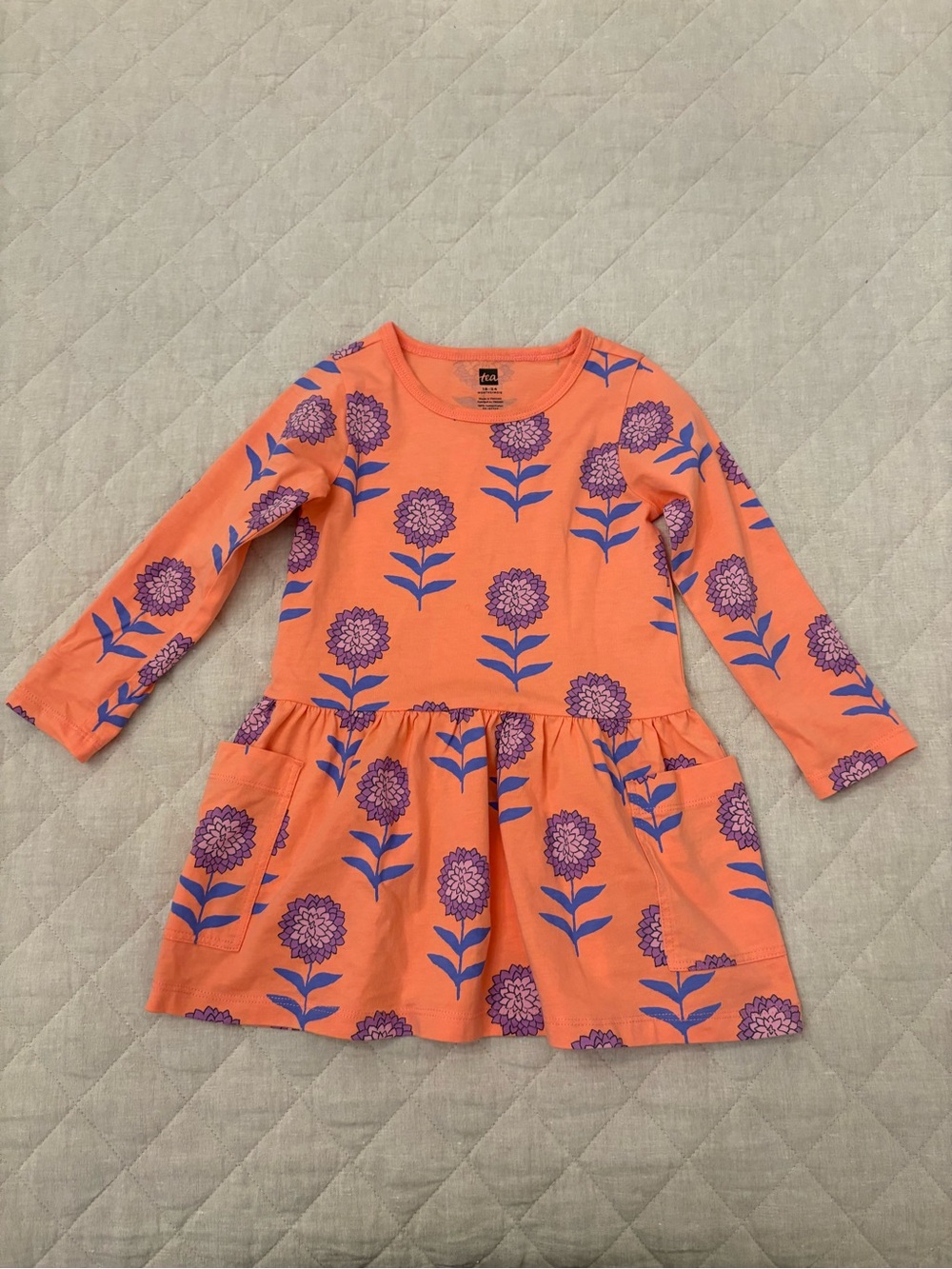 NWOT Tea Collection Orange Dress with Purple Floral Print